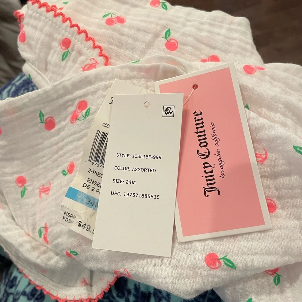 Juicy Couture Ruffle Trim Cherry Matching Set Girls Size 24M